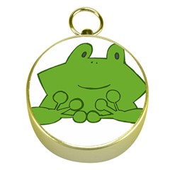 Illustrain Frog Animals Green Face Smile Gold Compasses by Mariart