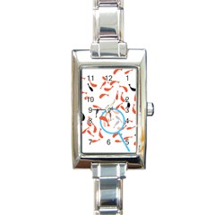 Illustrain Goldfish Fish Swim Pool Rectangle Italian Charm Watch