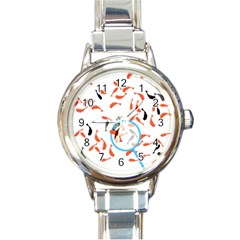 Illustrain Goldfish Fish Swim Pool Round Italian Charm Watch