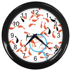 Illustrain Goldfish Fish Swim Pool Wall Clocks (black) by Mariart