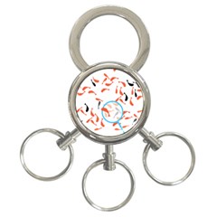 Illustrain Goldfish Fish Swim Pool 3-ring Key Chains