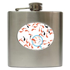 Illustrain Goldfish Fish Swim Pool Hip Flask (6 Oz) by Mariart