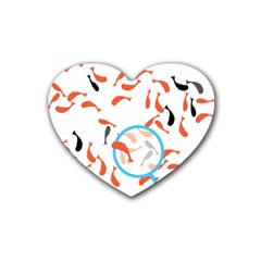 Illustrain Goldfish Fish Swim Pool Heart Coaster (4 Pack)  by Mariart