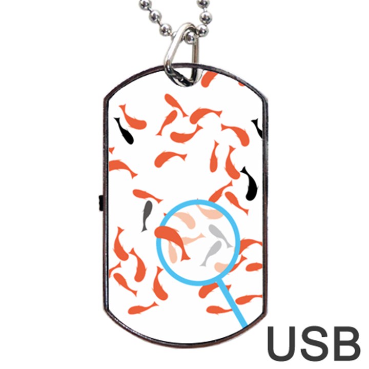 Illustrain Goldfish Fish Swim Pool Dog Tag USB Flash (Two Sides)