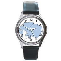 Illustrain Elephant Animals Round Metal Watch