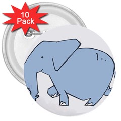 Illustrain Elephant Animals 3  Buttons (10 Pack)  by Mariart