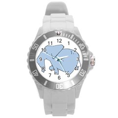 Illustrain Elephant Animals Round Plastic Sport Watch (l) by Mariart