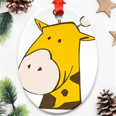 Illustrain Giraffe Face Animals Ornament (oval) by Mariart