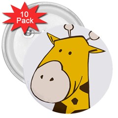 Illustrain Giraffe Face Animals 3  Buttons (10 Pack)  by Mariart