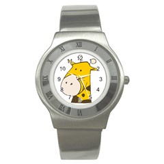 Illustrain Giraffe Face Animals Stainless Steel Watch