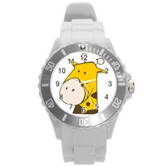 Illustrain Giraffe Face Animals Round Plastic Sport Watch (l) by Mariart