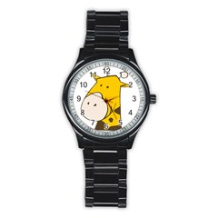 Illustrain Giraffe Face Animals Stainless Steel Round Watch by Mariart