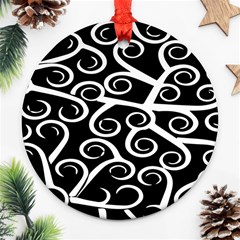 Koru Vector Background Black Ornament (round) by Mariart