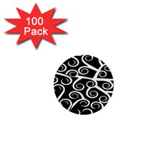 Koru Vector Background Black 1  Mini Buttons (100 Pack) 