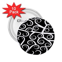 Koru Vector Background Black 2 25  Buttons (10 Pack)  by Mariart