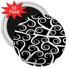 Koru Vector Background Black 3  Magnets (10 Pack)  by Mariart