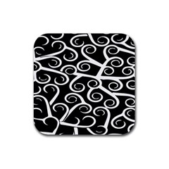 Koru Vector Background Black Rubber Coaster (square) 