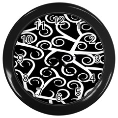 Koru Vector Background Black Wall Clocks (black)