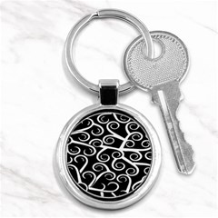 Koru Vector Background Black Key Chains (round)  by Mariart