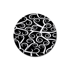 Koru Vector Background Black Rubber Round Coaster (4 Pack)  by Mariart