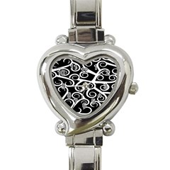 Koru Vector Background Black Heart Italian Charm Watch by Mariart