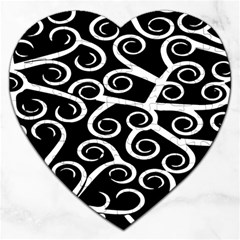 Koru Vector Background Black Jigsaw Puzzle (heart) by Mariart