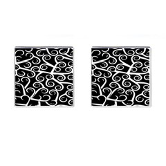 Koru Vector Background Black Cufflinks (square) by Mariart