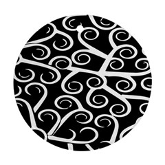 Koru Vector Background Black Round Ornament (two Sides) by Mariart