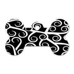 Koru Vector Background Black Dog Tag Bone (two Sides)