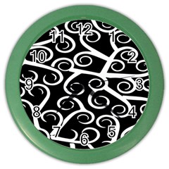 Koru Vector Background Black Color Wall Clocks by Mariart