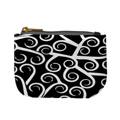 Koru Vector Background Black Mini Coin Purses