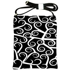 Koru Vector Background Black Shoulder Sling Bags