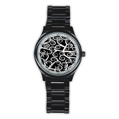 Koru Vector Background Black Stainless Steel Round Watch by Mariart