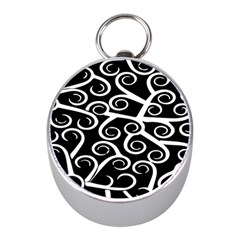 Koru Vector Background Black Mini Silver Compasses