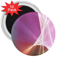 Light Means Net Pink Rainbow Waves Wave Chevron 3  Magnets (10 Pack) 