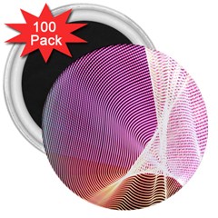 Light Means Net Pink Rainbow Waves Wave Chevron 3  Magnets (100 Pack) by Mariart