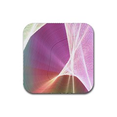 Light Means Net Pink Rainbow Waves Wave Chevron Rubber Coaster (square) 