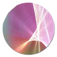 Light Means Net Pink Rainbow Waves Wave Chevron Magnet 5  (round)