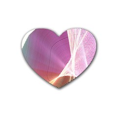 Light Means Net Pink Rainbow Waves Wave Chevron Rubber Coaster (heart)  by Mariart