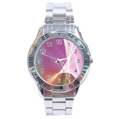 Light Means Net Pink Rainbow Waves Wave Chevron Stainless Steel Analogue Watch by Mariart