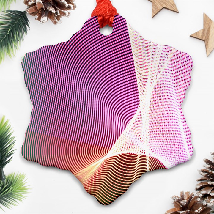 Light Means Net Pink Rainbow Waves Wave Chevron Snowflake Ornament (Two Sides)