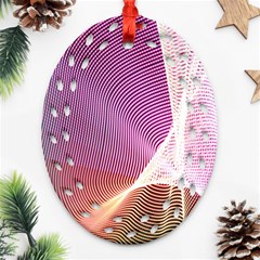 Light Means Net Pink Rainbow Waves Wave Chevron Oval Filigree Ornament (two Sides) by Mariart