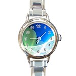 Light Means Net Pink Rainbow Waves Wave Chevron Green Blue Round Italian Charm Watch Front