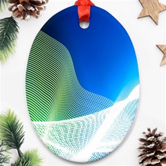 Light Means Net Pink Rainbow Waves Wave Chevron Green Blue Ornament (oval) by Mariart