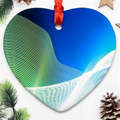 Light Means Net Pink Rainbow Waves Wave Chevron Green Blue Ornament (heart) by Mariart