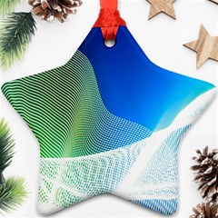 Light Means Net Pink Rainbow Waves Wave Chevron Green Blue Ornament (star) by Mariart