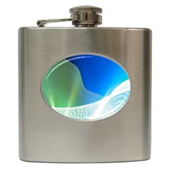 Light Means Net Pink Rainbow Waves Wave Chevron Green Blue Hip Flask (6 Oz) by Mariart