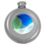 Light Means Net Pink Rainbow Waves Wave Chevron Green Blue Round Hip Flask (5 oz) Front