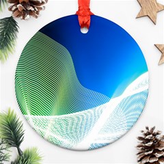 Light Means Net Pink Rainbow Waves Wave Chevron Green Blue Round Ornament (two Sides) by Mariart