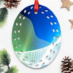 Light Means Net Pink Rainbow Waves Wave Chevron Green Blue Ornament (oval Filigree) by Mariart